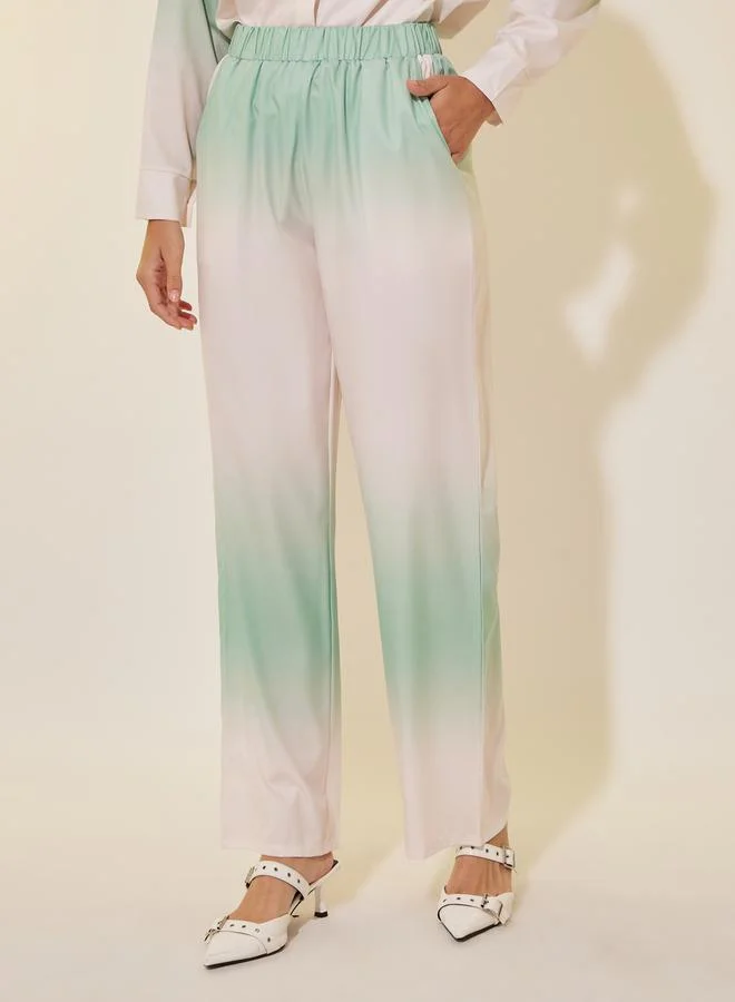 Take Two Long Sleeve Collared Ombre Shirt and Trousers Set