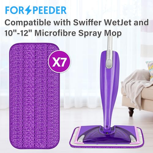 FORSPEEDER Reusable Mop Pads for Swiffer WetJet Wet Pads Refills for 12 Spray Mop Microfiber Refill Machine Washable Up to 100 Floor Cleaning for All Kinds of Floor Types 7 Pack - Image 3