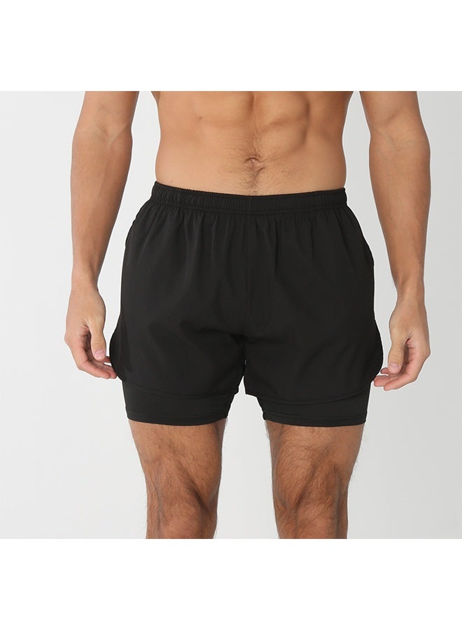 Men's 2-In-1 Athletic Running Shorts, Lightweight Sportwear Quick-Drying Shorts, Fitness Stretch Sports Shorts with Pocket, No Fading, No Deformation - XL - Image 4
