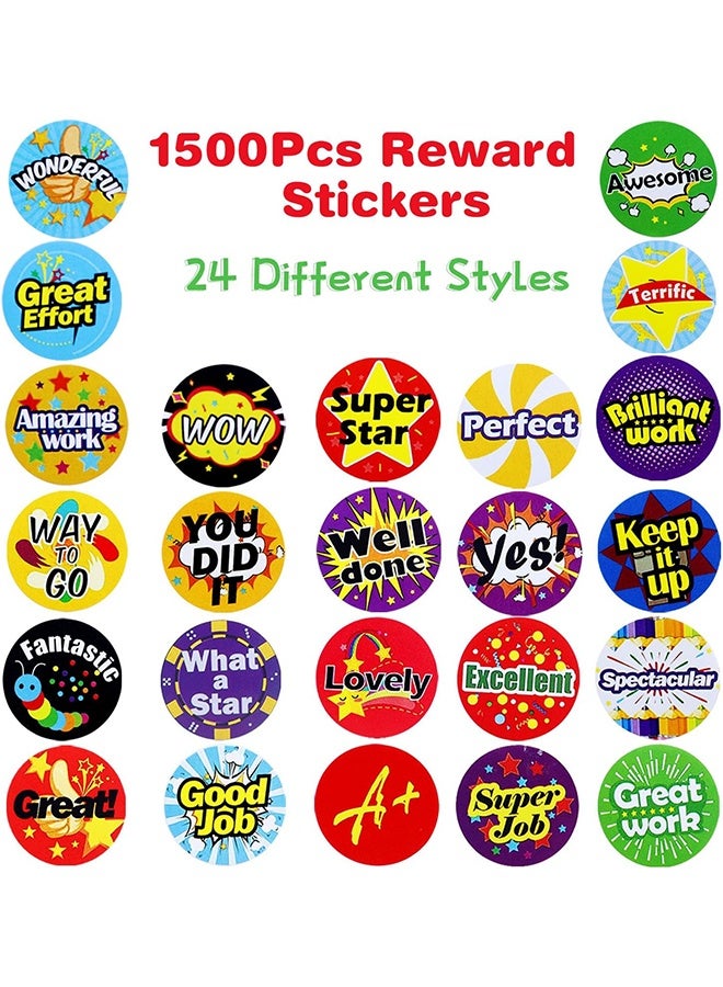 ١٥٠٠ ملصق لفصول الأطفال، ٢٤ تصميمًا مختلفًا، ملصقات مكافآت للمعلمين والطلاب، لوازم مدرسية. - Image 3