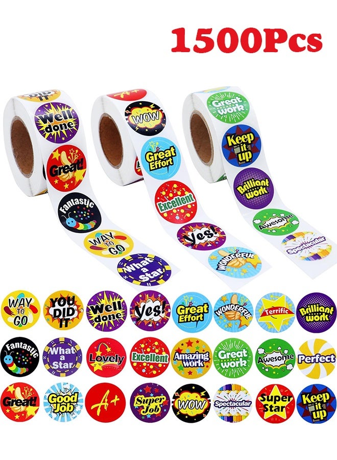 ١٥٠٠ ملصق لفصول الأطفال، ٢٤ تصميمًا مختلفًا، ملصقات مكافآت للمعلمين والطلاب، لوازم مدرسية. - Image 1