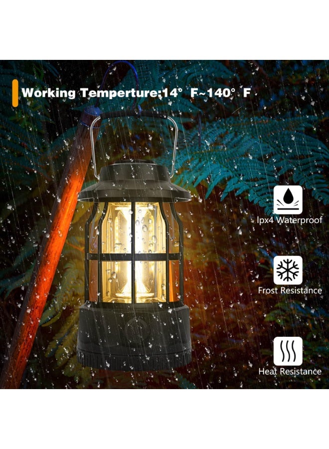 Bukela Camping Lantern Rechargeable USB Powered, Stepless Dimmer, Metal Retro Camping Light Waterproof Hanging LED Vintage Tent Lamp for Outdoor Hiking Fishing Emergency (Black) - Image 4
