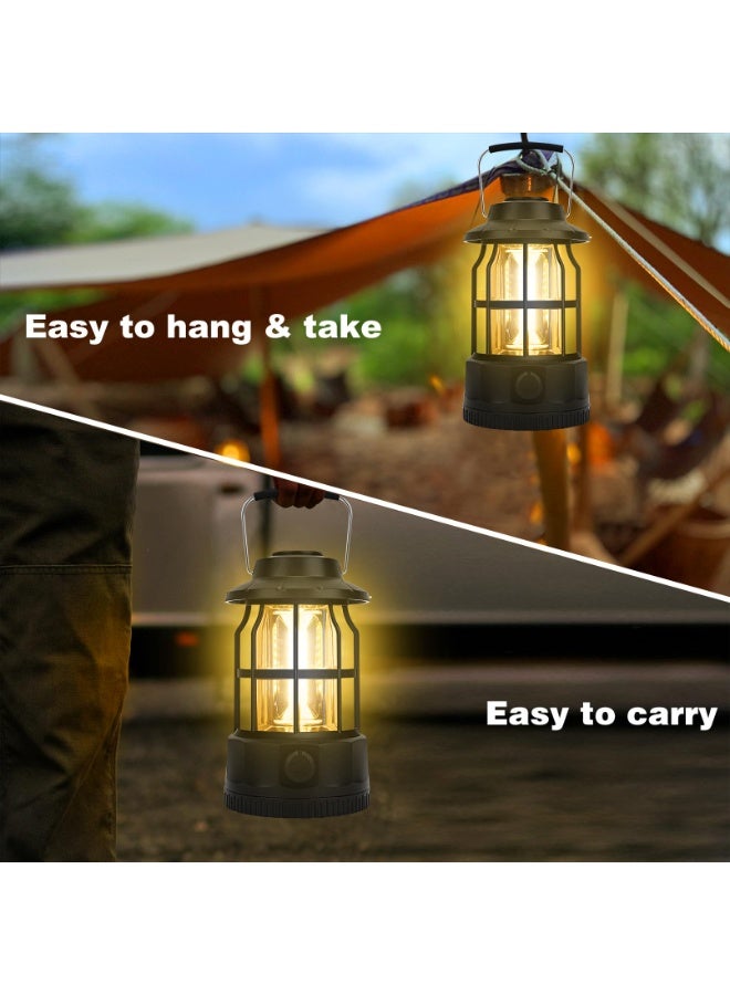 Bukela Camping Lantern Rechargeable USB Powered, Stepless Dimmer, Metal Retro Camping Light Waterproof Hanging LED Vintage Tent Lamp for Outdoor Hiking Fishing Emergency (Black) - Image 5