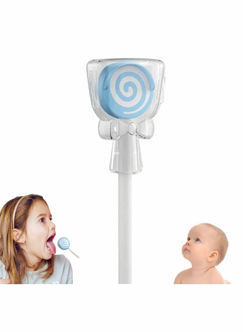 Baby Kids Tongue Scraper Cleaner Brush with Cover, Tongue Cleaner Brush Lollipop Shape Soft Silicone Tongue Scraper Care for Kids Baby and Adults, Oral Clean, Reduce Bad Breath - Image 1