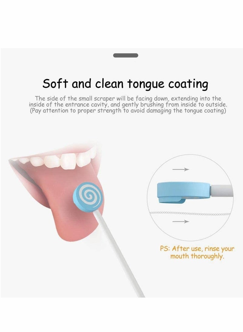 Baby Kids Tongue Scraper Cleaner Brush with Cover, Tongue Cleaner Brush Lollipop Shape Soft Silicone Tongue Scraper Care for Kids Baby and Adults, Oral Clean, Reduce Bad Breath - Image 2