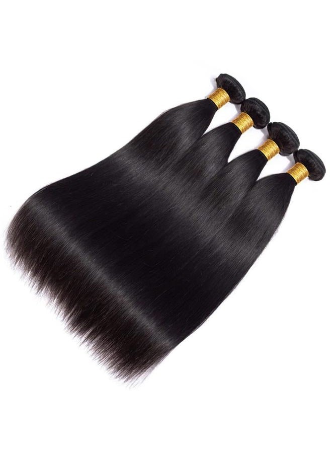 WOWQUEEN Human Hair Bundles Straight 16 18 20 22 Inch Brazilian Virgin Hair 4 Bundles Human Hair Straight 100% Unprocessed Straight Hair Bundles Weave Bundles Human Hair - Image 2