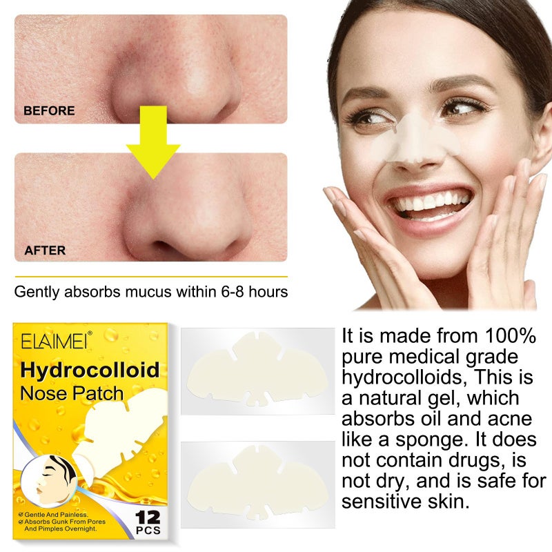 ELAIMEI Water Colloid Blackhead Removal Nose Strips for Pore Cleansing, Gentle on Skin, 12pcs - Image 4