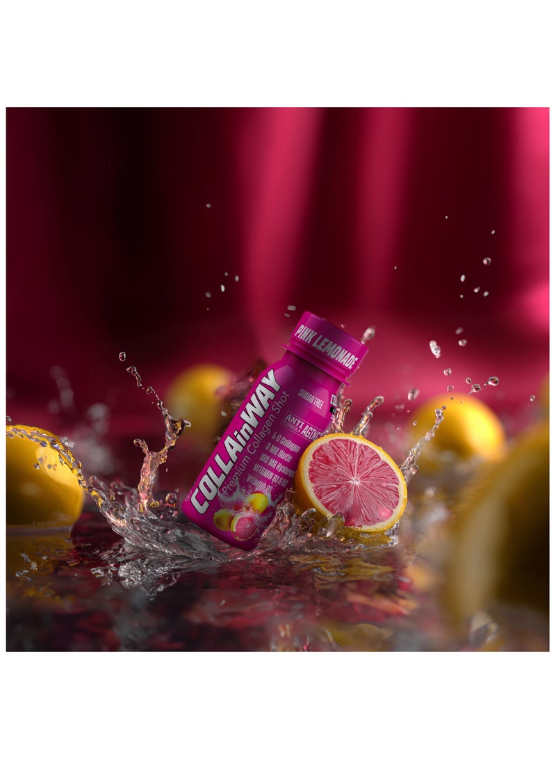 COLLAinWay Premium Collagen Shot Pink Lemonade – Sugar Free, Anti-Aging Drink with 6g Collagen, 8mg Biotin, Hyaluronic Acid, Vitamin D3, B6 & B12 – Beauty & Wellness Supplement – 12x77ml  - Image 2