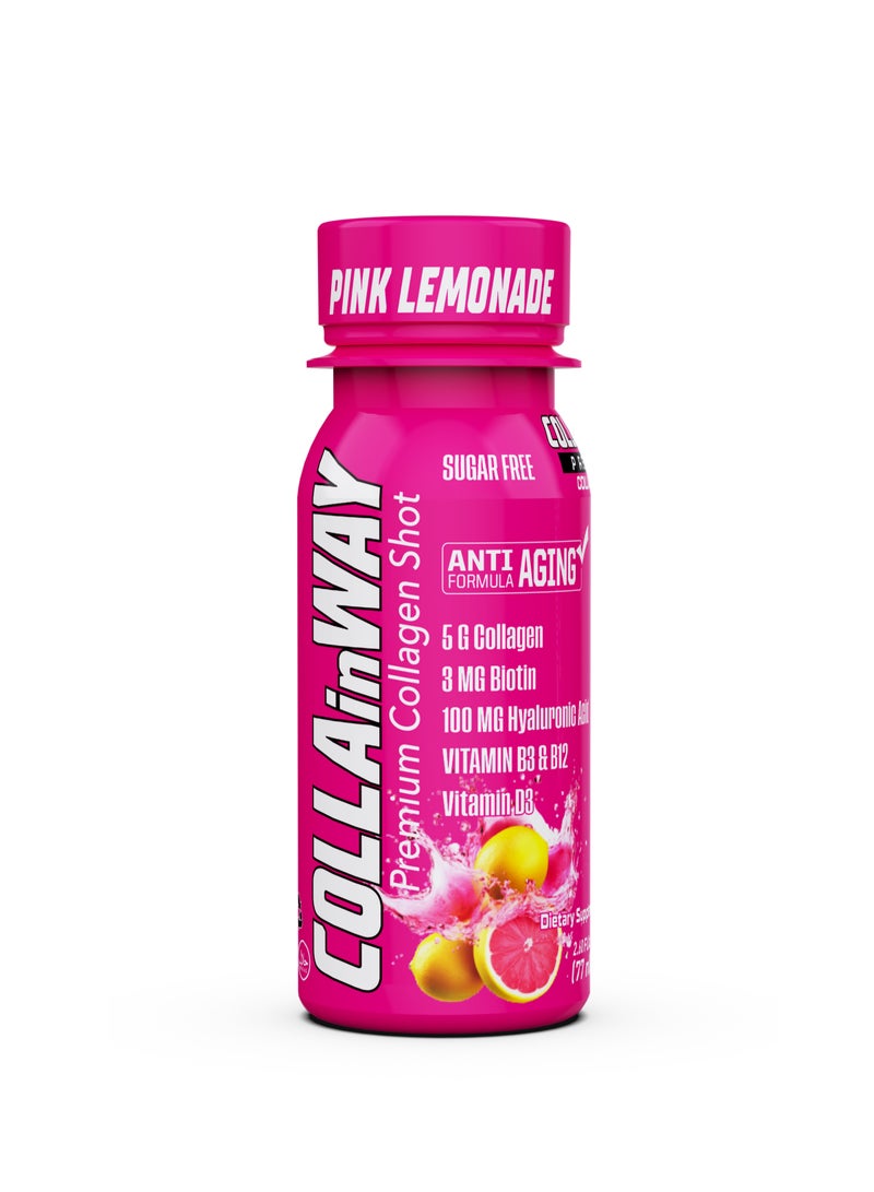 COLLAinWay Premium Collagen Shot Pink Lemonade – Sugar Free, Anti-Aging Drink with 6g Collagen, 8mg Biotin, Hyaluronic Acid, Vitamin D3, B6 & B12 – Beauty & Wellness Supplement – 12x77ml  - Image 3