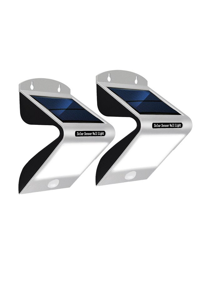 NIBEMINENT 2-Piece Solar Powered Wall Lamp White 0.45kg - Image 1