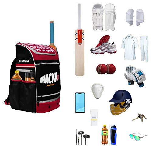 WHACKK Blast Junior 37L|Cricket Kit Bag |1 Pocket for bat |2 Water Bottle Holders| Upto 10yr Kid kitbag | Leg pad Upto 13.75" | Shoe & Accessories Pockets | Lightweight Dual Opening (red Black) - Image 2