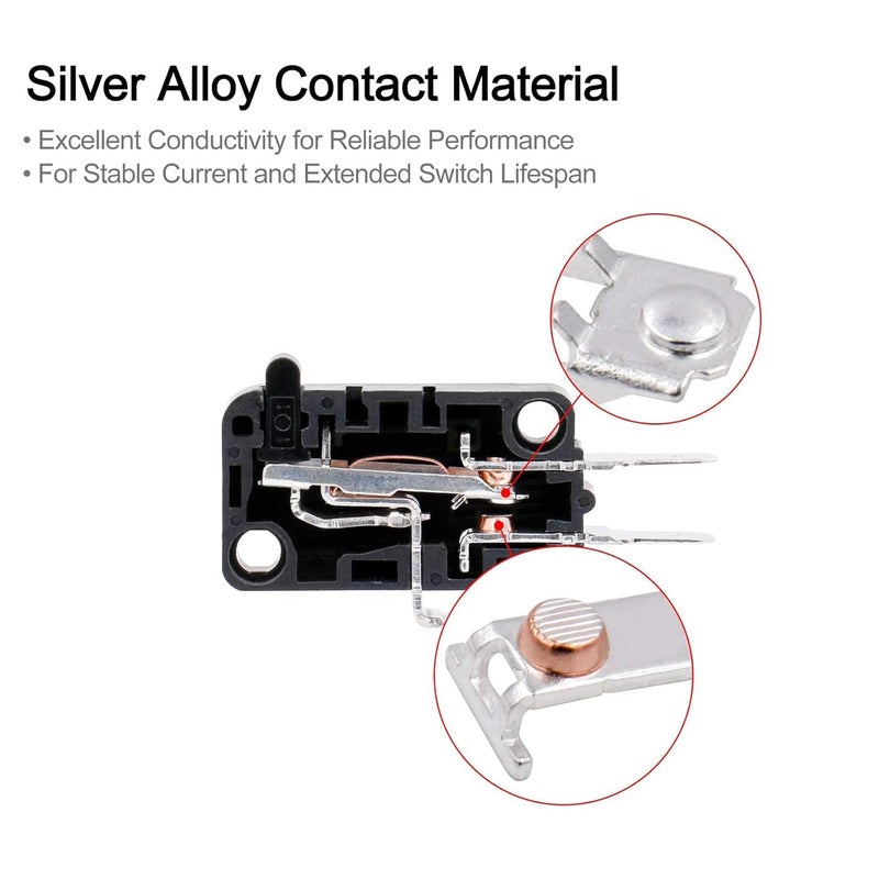 Baomain 5-Pack Micro Switch SPDT Momentary Snap Action 16A 250V AC, 1NO 1NC, 3 Terminals,Long Roller Lever,V-166-1C25 - Image 4
