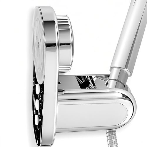 RIVOODS Handheld Shower Head Holder - 5 Positions Adjustable + 90° downwards - Adhesive Wall Mount - Fits Large showerhead - Wider Slot For Universal Fits - Polished Chrome - Image 1