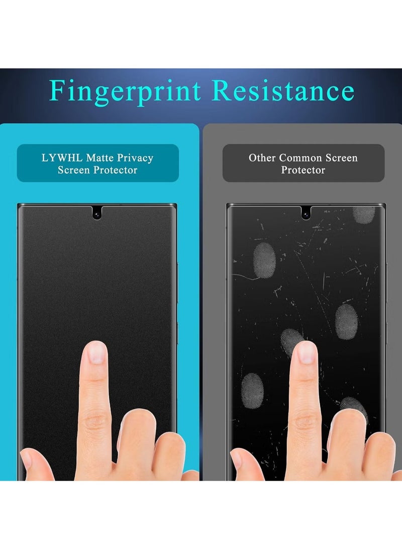 TIGER [2+2 Pack] Samsung S23 Ultra Matte Privacy Screen Protector | Compatible Fingerprint | Anti-Spy Anti-Glare Full Adhesive Flexible Film + Camera Lens Glass Protector for Galaxy S23 Ultra 6.8” - Image 4