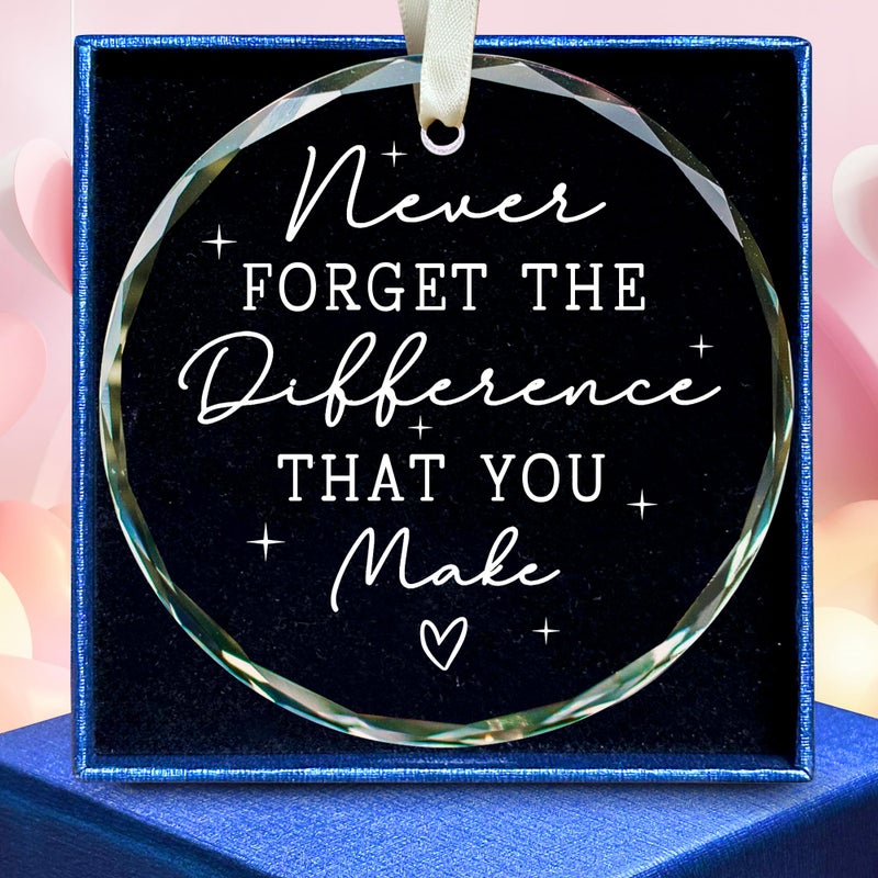 SUCHAGIFT Thank You Gifts for Women, Employee, Boss, Coworkers, Manager, Teacher, Nurse, Friend - Never Forget The Difference You Make Gifts - Appreciation Retirement Farewell Goodbye Thank You - Glass Ornament - Image 1