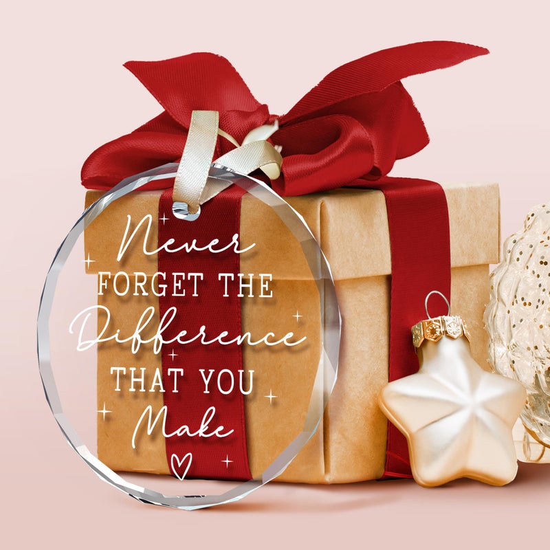 SUCHAGIFT Thank You Gifts for Women, Employee, Boss, Coworkers, Manager, Teacher, Nurse, Friend - Never Forget The Difference You Make Gifts - Appreciation Retirement Farewell Goodbye Thank You - Glass Ornament - Image 3