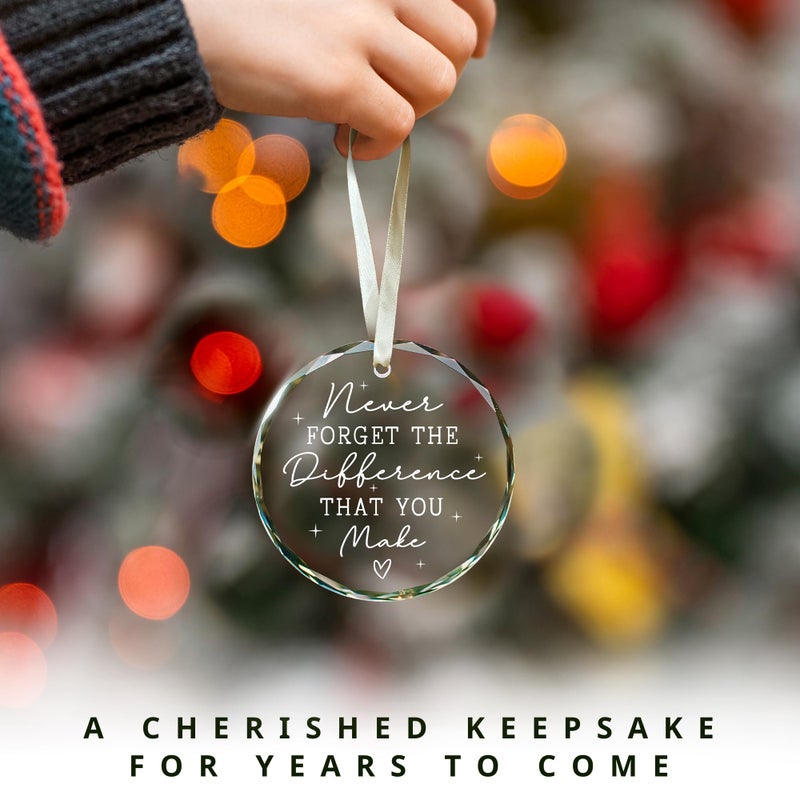 SUCHAGIFT Thank You Gifts for Women, Employee, Boss, Coworkers, Manager, Teacher, Nurse, Friend - Never Forget The Difference You Make Gifts - Appreciation Retirement Farewell Goodbye Thank You - Glass Ornament - Image 4