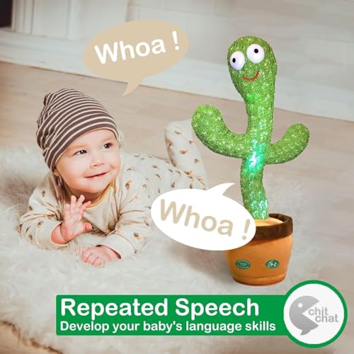VENTUREBELL Rechargeable Toys Talking Cactus Baby Toys for Kids Dancing Cactus Toys Can Sing Wriggle & Singing Recording Repeat What You Say Funny Education Toys - Image 5