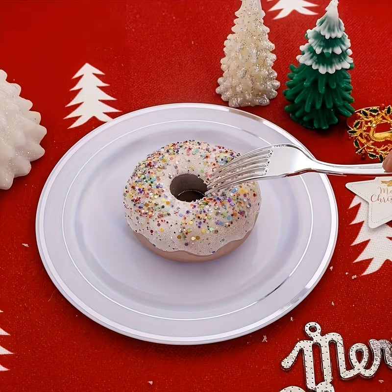 25pcs Silvery Plastic Forks For Family Gatherings Birthday Parties And Holidays - Image 5