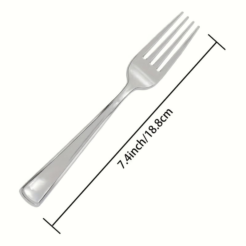 25pcs Silvery Plastic Forks For Family Gatherings Birthday Parties And Holidays - Image 3