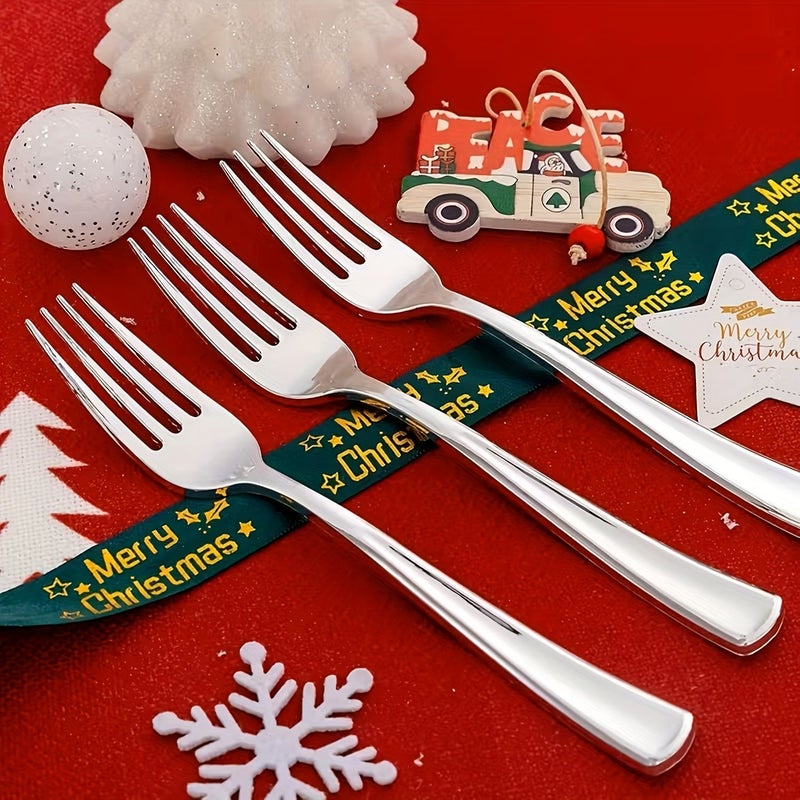 25pcs Silvery Plastic Forks For Family Gatherings Birthday Parties And Holidays - Image 4
