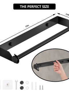 Excefore Paper Towel Holder Under Cabinet for Kitchen, Wall Mount Paper Towel Holder Self-Adhesive or Drilling, Paper Roll Holder Paper Towel Rack for Kitchen, Bathroom, Pantry, Sink, Black  - Image 2