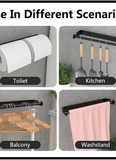Excefore Paper Towel Holder Under Cabinet for Kitchen, Wall Mount Paper Towel Holder Self-Adhesive or Drilling, Paper Roll Holder Paper Towel Rack for Kitchen, Bathroom, Pantry, Sink, Black  - Image 4