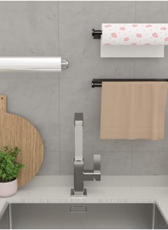 Excefore Paper Towel Holder Under Cabinet for Kitchen, Wall Mount Paper Towel Holder Self-Adhesive or Drilling, Paper Roll Holder Paper Towel Rack for Kitchen, Bathroom, Pantry, Sink, Black  - Image 5
