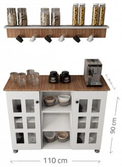EXPERT Multi-Purpose Coffee Corner Storage Cabinet, Kitchen Side Cabinet with Shelves and Doors, Microwave Oven Holder, Kitchen Organizer for Utensils, Fruits and Vegetables  - Image 2