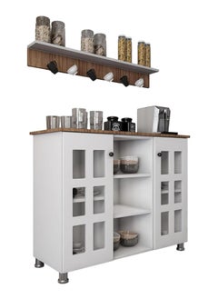EXPERT Multi-Purpose Coffee Corner Storage Cabinet, Kitchen Side Cabinet with Shelves and Doors, Microwave Oven Holder, Kitchen Organizer for Utensils, Fruits and Vegetables  - Image 5