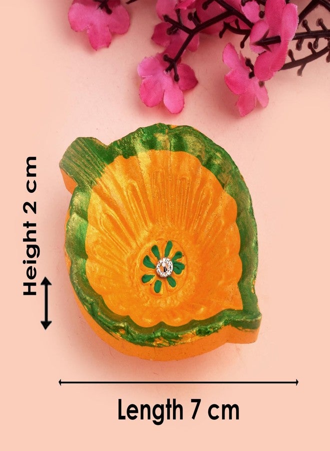 SATVIK STORE SATVIK 12 Pc Multicolor Clay Diya Terracotta Dia Traditional Puja Vilakku Oil Lamp Natural Mitti Diya Tea Light Welcome Diwali Deepawali Navratri Pooja Décorations Indian Housewarming (Pack of 12) - Image 4