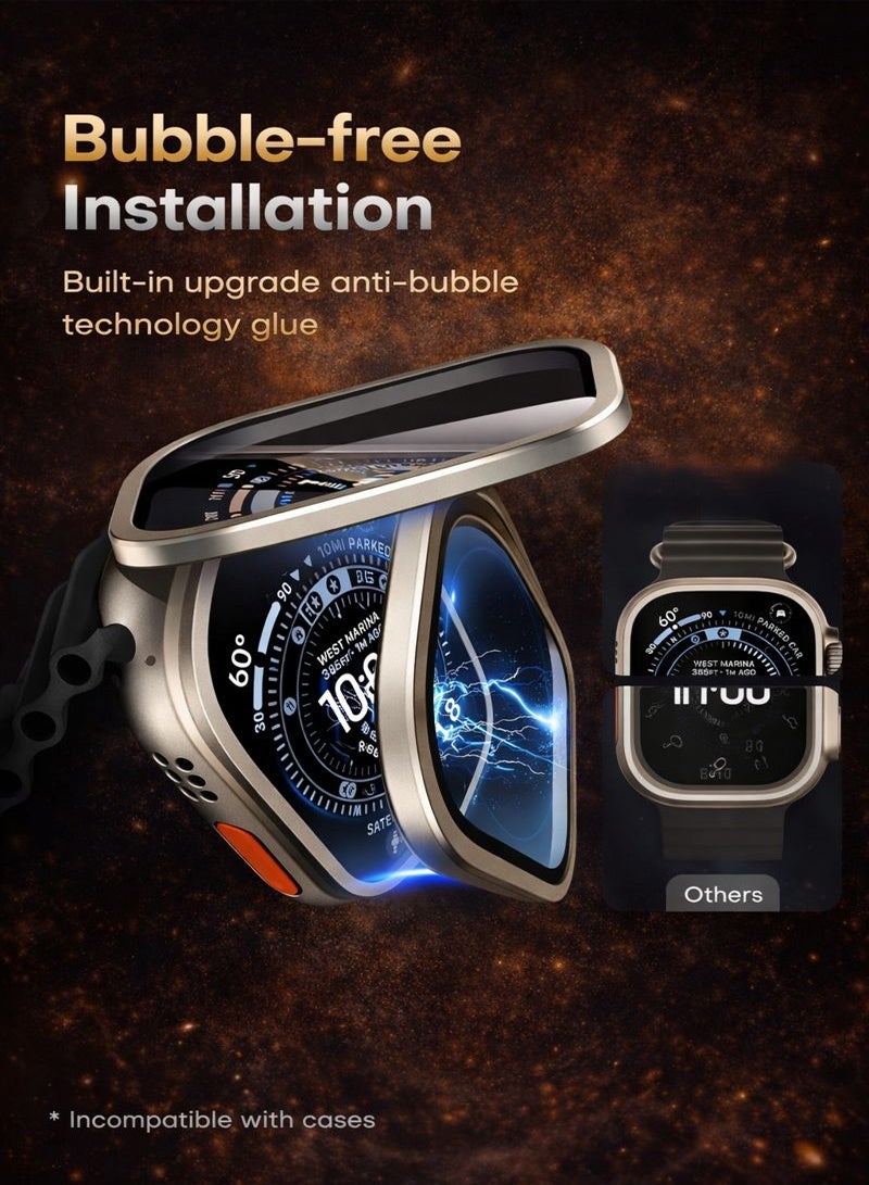 Neyecam 2-Pack 49mm Screen Protector for Apple Watch Ultra 3 / Ultra 2 / Ultra 1, 9H Tempered Glass + Titanium Alloy Frame, [Keep Original] [Touch Sensitive] Lightweight Protective Glass Film for iwatch Ultra 3/2/1 - Image 3