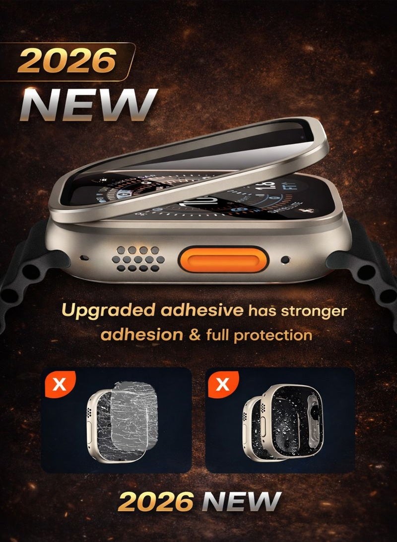 Neyecam 2-Pack 49mm Screen Protector for Apple Watch Ultra 3 / Ultra 2 / Ultra 1, 9H Tempered Glass + Titanium Alloy Frame, [Keep Original] [Touch Sensitive] Lightweight Protective Glass Film for iwatch Ultra 3/2/1 - Image 2