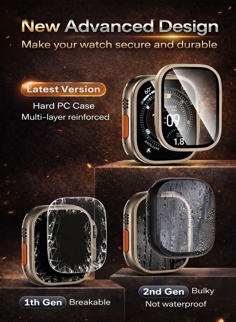 Neyecam 2-Pack 49mm Screen Protector for Apple Watch Ultra 3 / Ultra 2 / Ultra 1, 9H Tempered Glass + Titanium Alloy Frame, [Keep Original] [Touch Sensitive] Lightweight Protective Glass Film for iwatch Ultra 3/2/1 - Image 4