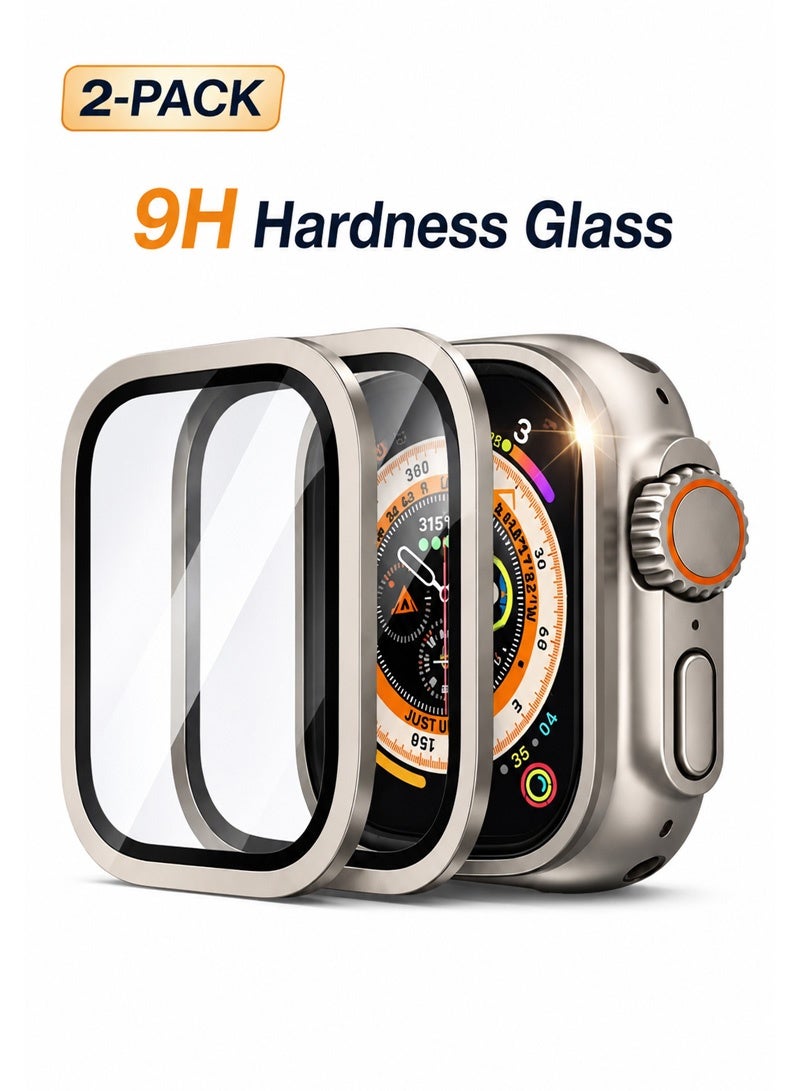 نييكام عبوة من قطعتين من واقي شاشة مقاس 49 مم لساعة Apple Watch Ultra 3 / Ultra 2 / Ultra 1، مصنوع من زجاج مقوى بدرجة صلابة 9H وإطار من سبائك التيتانيوم، [يحافظ على المظهر الأصلي] [حساس للمس] طبقة حماية زجاجية خفيفة الوزن لساعة iWatch Ultra 3/2/1. - Image 1