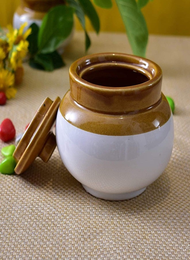 Jetwals Old Fashioned Handmade Ceramic Pickle Jar Set with Lid, Dining Table LOTA 300ML (LOTA JARS 300ML PACK OF 1) - Image 3