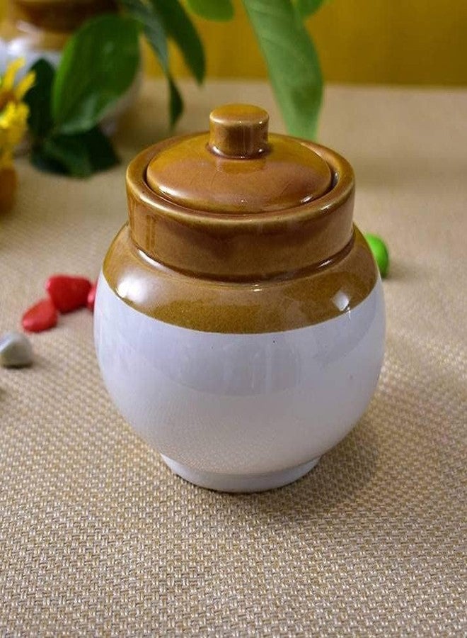 Jetwals Old Fashioned Handmade Ceramic Pickle Jar Set with Lid, Dining Table LOTA 300ML (LOTA JARS 300ML PACK OF 1) - Image 1