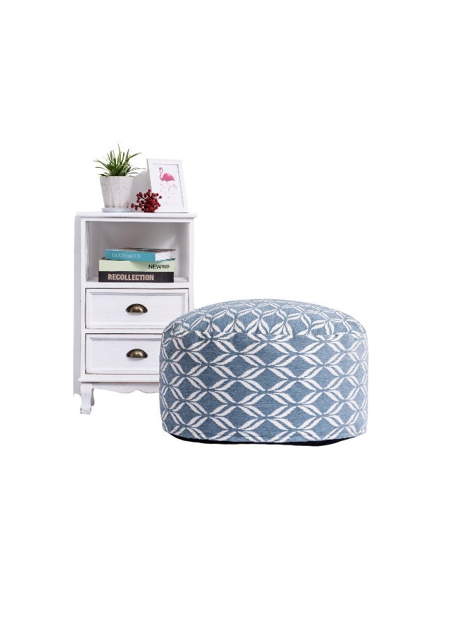 Desire Round Pouf - Blue Patterned Ottoman
