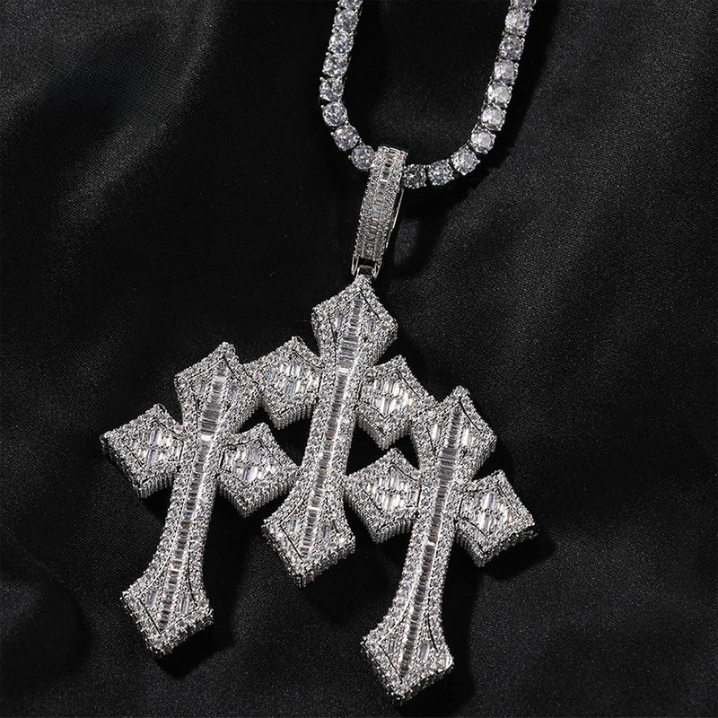 Generic Vintage Cross Pendant Hip Hop Mens Necklace Rose gold 3mm 24inch twist chain 