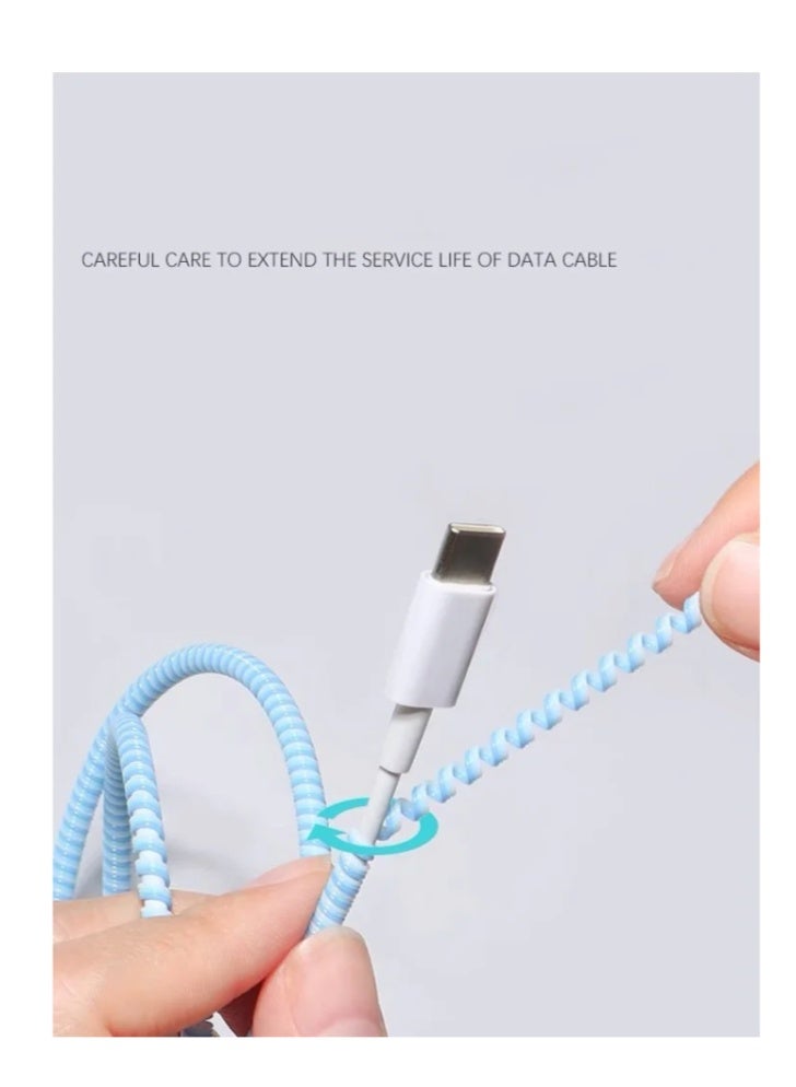 USB 5pcs 140.0cm Laser Color USB Charging Cable Protector Headphone Cable Winding Rop - Image 3