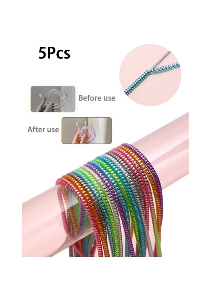 USB 5pcs 140.0cm Laser Color USB Charging Cable Protector Headphone Cable Winding Rop - Image 1