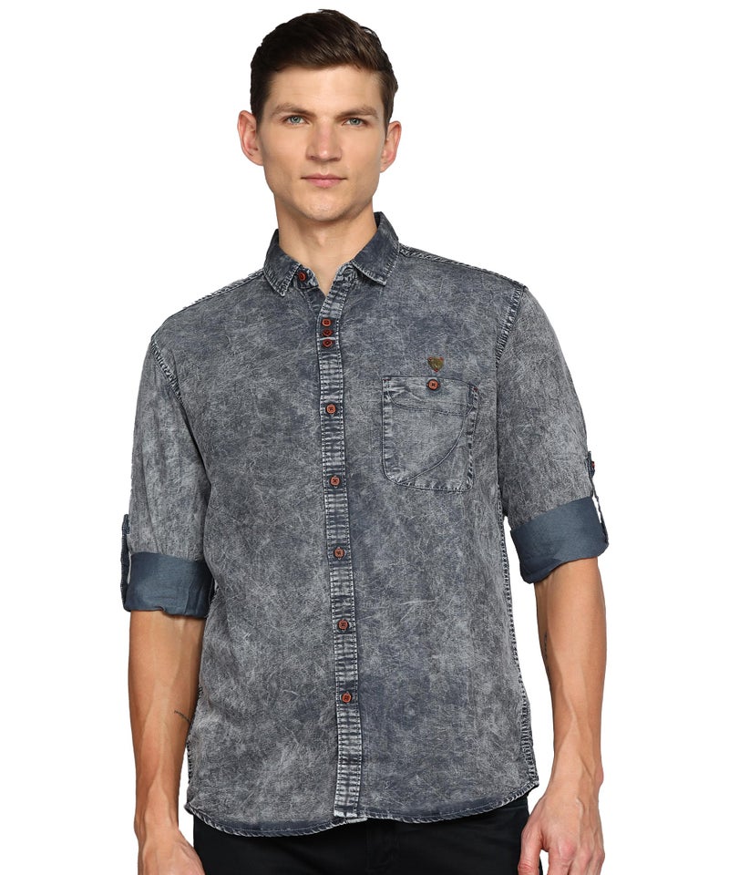Kuons Avenue Men's Denim Casual Shirt | Denim Casual Shirt (KACLFS1425T-M_Grey Cloud_Medium) - Image 1