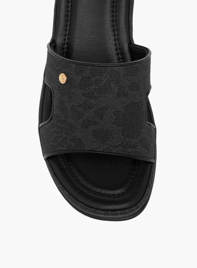 Flora Bella By Shoexpress Womens Floral Textured Slip-On Wedge Heel Sandals