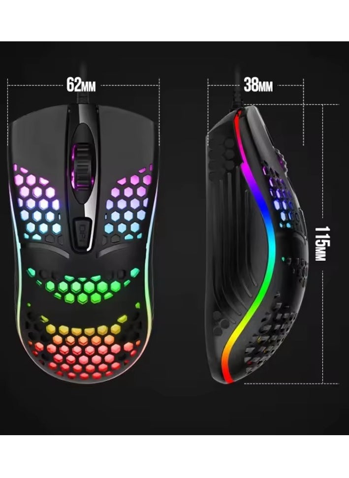 S600 Wired Gaming Mouse, 1600 DPI, 4 Buttons, Ergonomic Design - Black