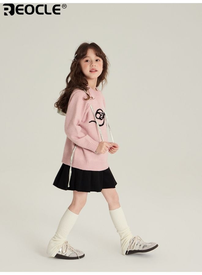 ريوكل بلوفر كرتوني للبنات بتصميم عصري وميزة الدفء السميك قمة محبوكة للأطفال من قماش مريح لارتدائها في الطقس البارد - Image 5