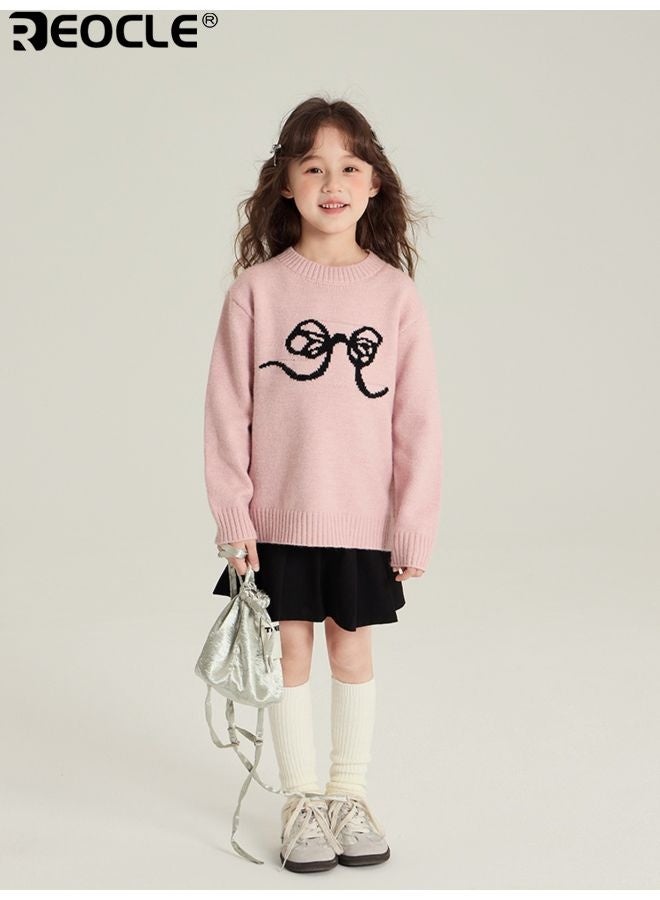 ريوكل بلوفر كرتوني للبنات بتصميم عصري وميزة الدفء السميك قمة محبوكة للأطفال من قماش مريح لارتدائها في الطقس البارد - Image 4