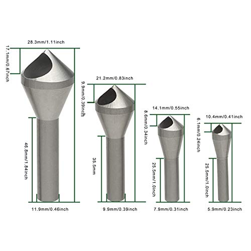 OCGIG 4pcs Countersink Chamfer Tool HSS(4241) Deburring Tool Set Metal Wood Drill Bits - Image 2