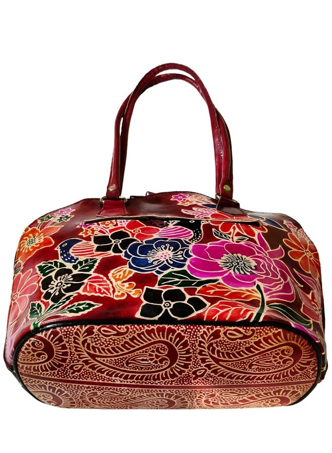 CLASSIQUE Shantiniketan Multicolour Design Big Shoulder D Bag for Women (Maroon) - Image 4