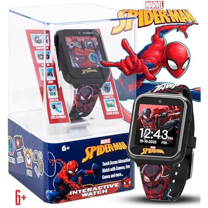 rayihni Marvel Spd4664Az Spider-Man Miles Morales Digital Smartwatch For Kids, 40 Mm Diameter, Black - Image 4