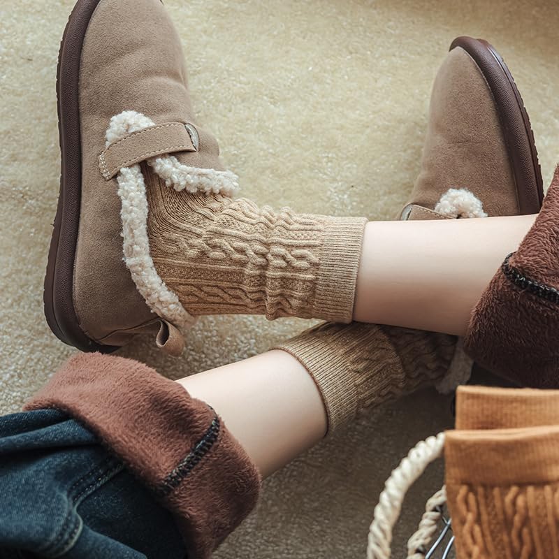 MANGMAO 3 Pairs Cable Knit Socks Fall Winter Crew Socks Women Y2k Cute Preppy Stuff Warm Aesthetic Socks 2025 (Cream-3 Pack,One Size,One Size) - Image 3